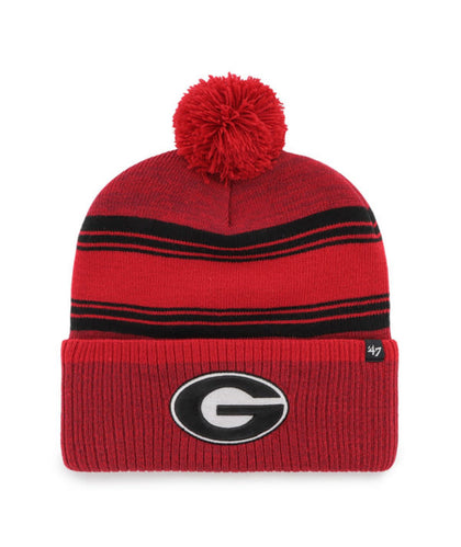 UGA 47 Brand Oval G Striped Knit Beanie - Red and Black