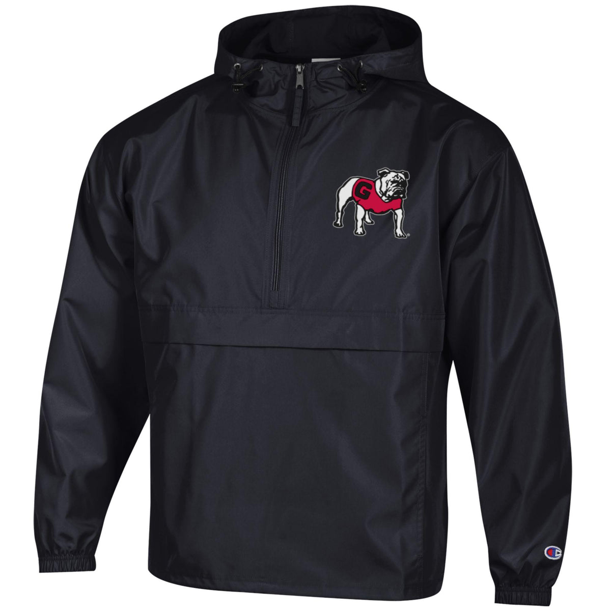 Champion UGA 1/2 Zip Wind Jacket - BLACK – The Red Zone- Athens, GA