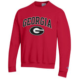 Champion UGA GEORGIA Oval G Crew Sweatshirt- RED
