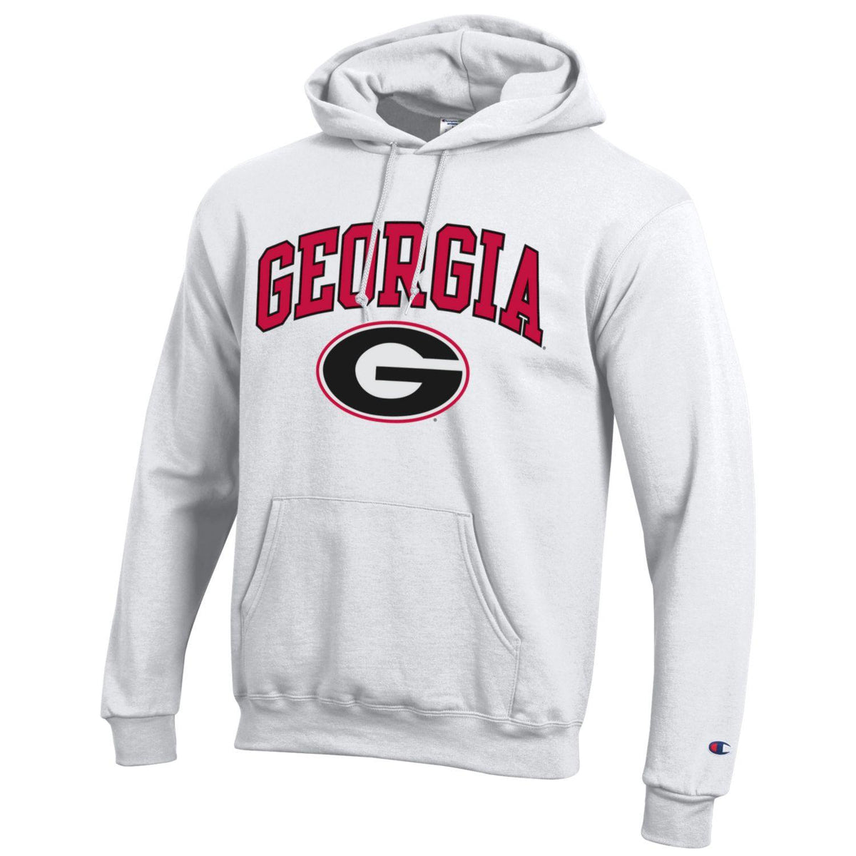 Champion GEORGIA Oval G Hoodie- WHITE – The Red Zone- Athens, GA