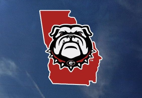 UGA Georgia Bulldogs New Dog Head Logo In State Outline Decal