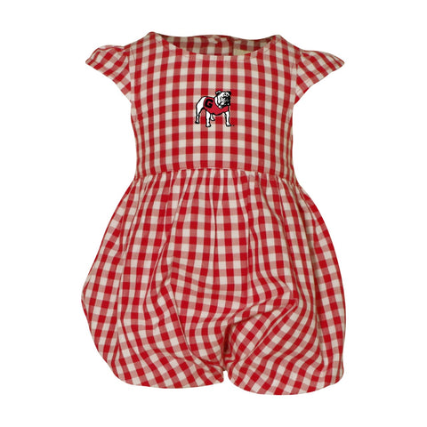 INFANT UGA Gingham Snap One Piece - Red