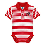 INFANT GEORGIA one piece three snap striped polo - red