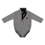 Infant Georgia Gingham onesie with Bow Tie BLACK