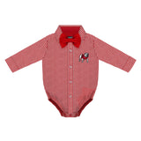 Infant Georgia Gingham onesie with Bow Tie RED