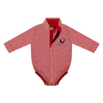 Infant Georgia Gingham onesie with Bow Tie RED