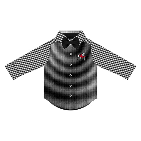 Georgia Gingham Button Down with Bow Tie BLACK