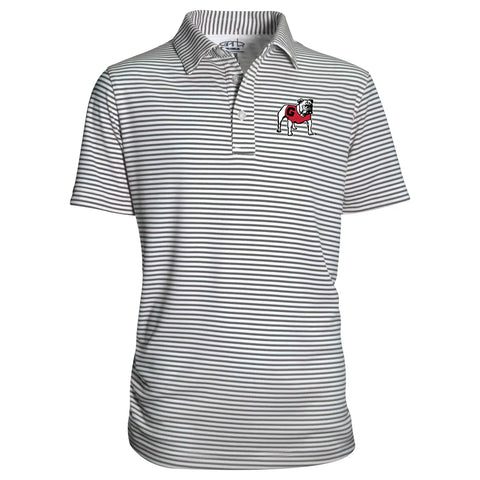 YOUTH UGA Striped Standing Bulldog Polo - Gray