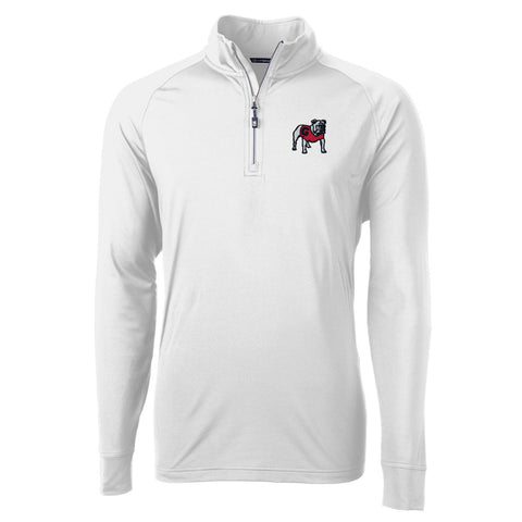UGA Cutter & Buck Mens Quarter Zip Pullover - White