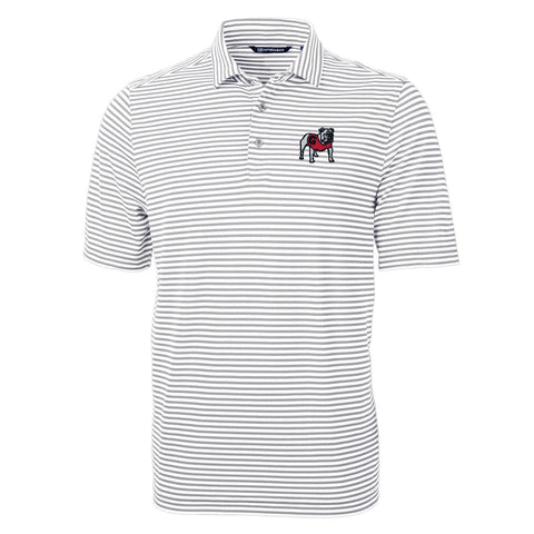 UGA Cutter & Buck striped Polo - Polish Gray