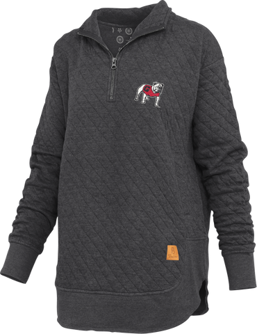 UGA Women's Quilted 1/4 Zip Pullover Sweatshirt