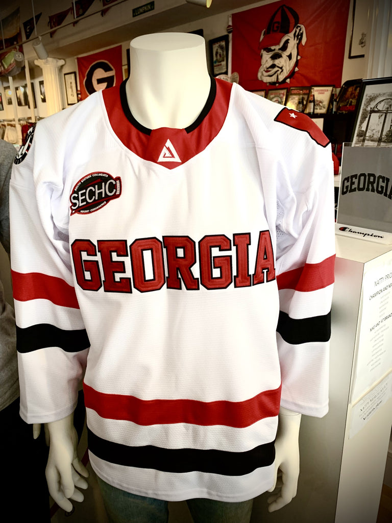 Official UGA Ice Dawgs Hockey Jersey White The Red Zone Athens, GA