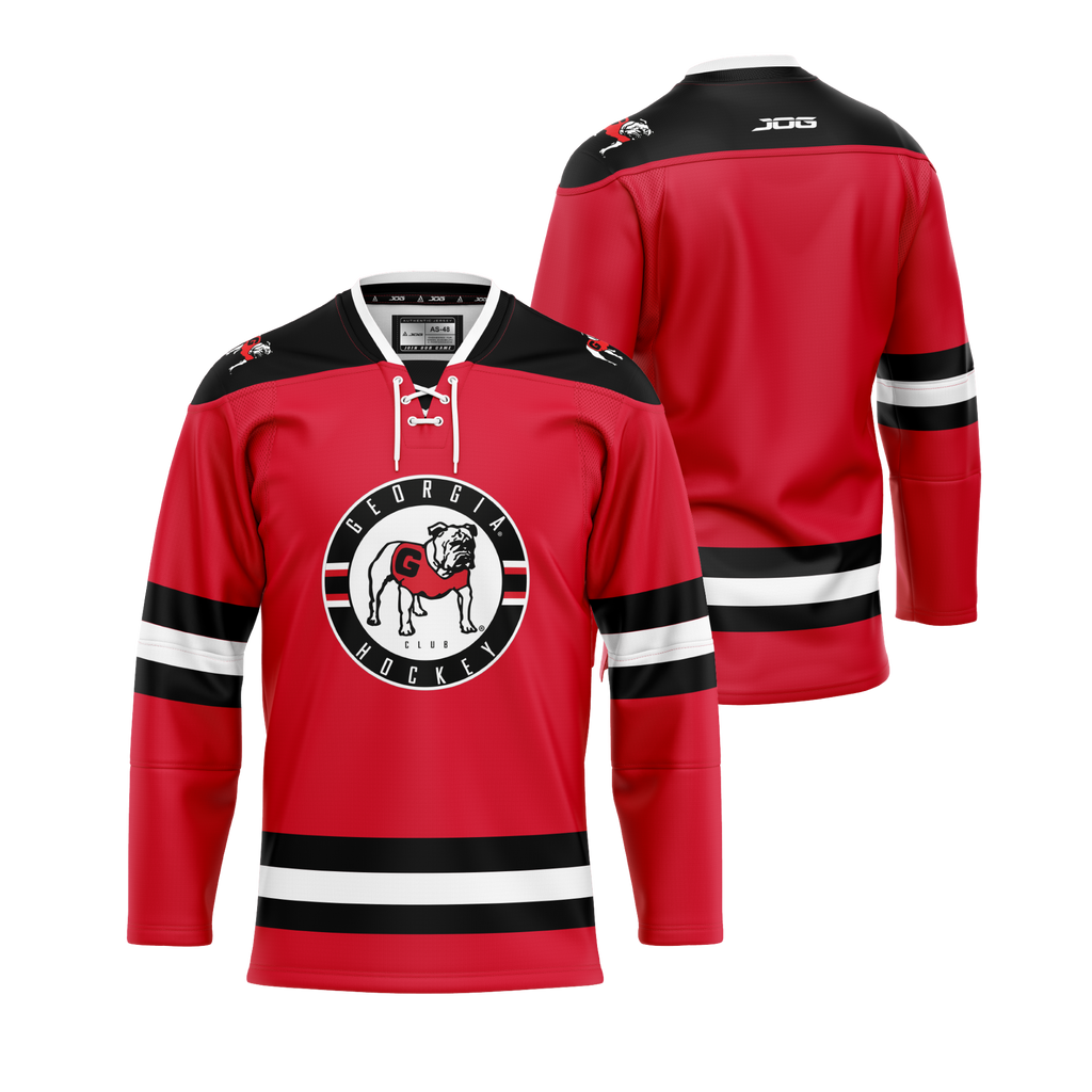 Jog Athletics Official UGA Ice Dawgs Hockey Jersey ~ Red M