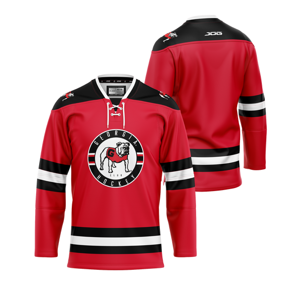 Jog Athletics Official UGA Ice Dawgs Hockey Jersey ~ Red M