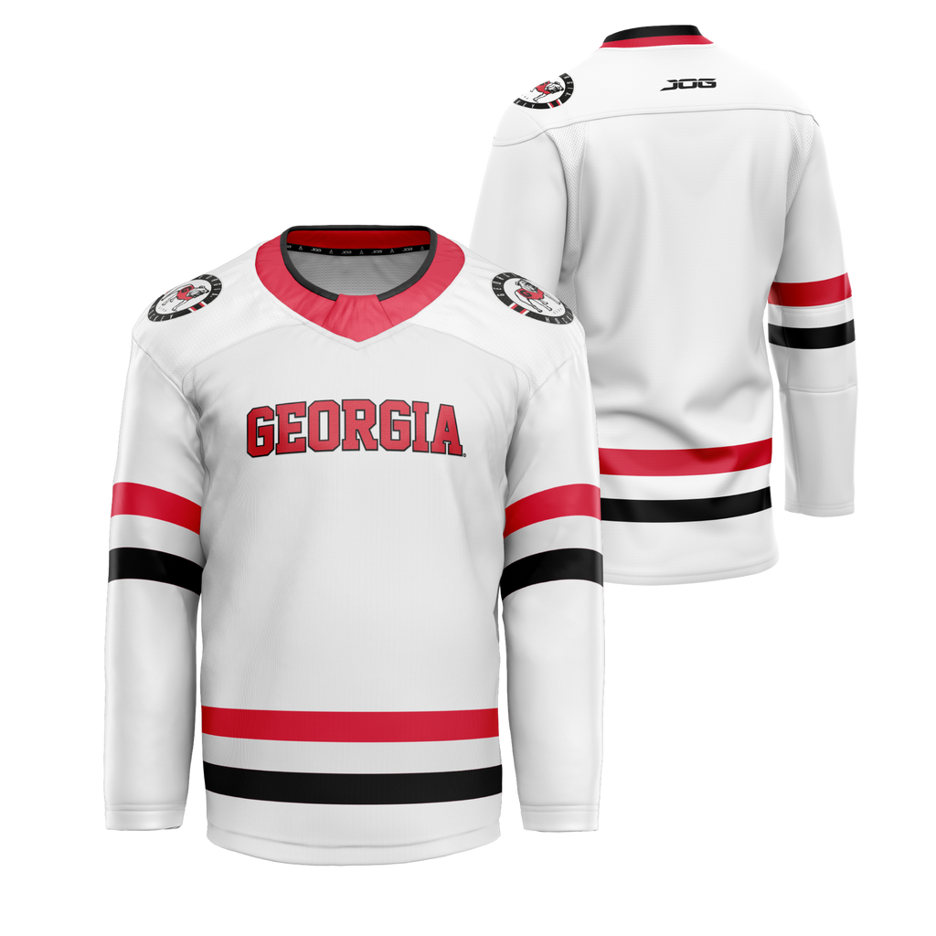 Official UGA Ice Dawgs Hockey Jersey White The Red Zone Athens, GA