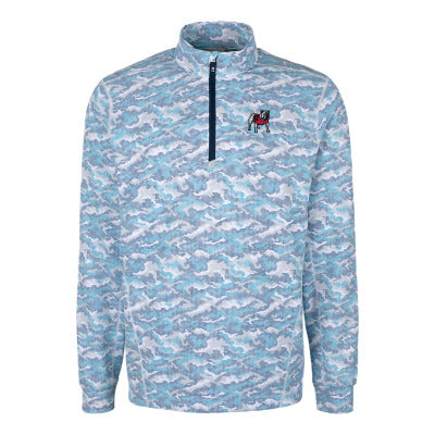 UGA Cutter & Buck LIMITED EDITION Camo Quarter Zip with Standing Dog - Blue