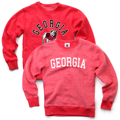 UGA YOUTH Wes & Willy REVERSIBLE Red Crew Sweatshirt