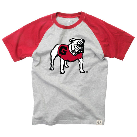 YOUTH Georgia Standing Bulldog Raglan short sleeve T-Shirt