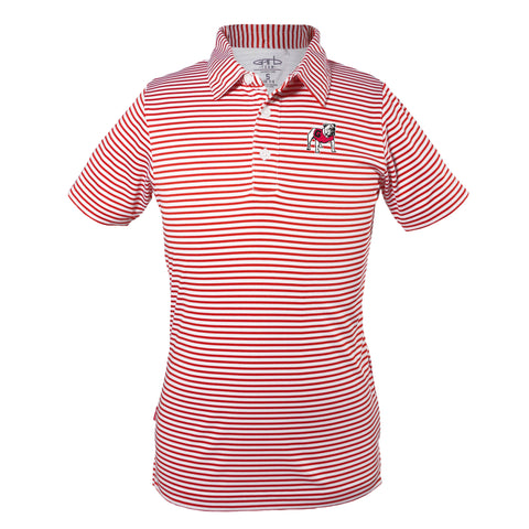 TODDLER UGA Striped Standing Dog Polo - Red