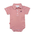 UGA Infant Striped Polo Snap-Bottom One Piece - Red and White