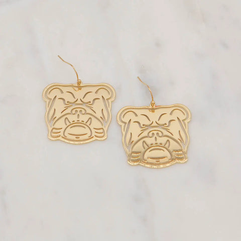 Bulldog Gold Earrings - 1.5 inch