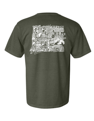 Athens, Georgia 1988 Bands Comfort T-Shirt  - Army Green