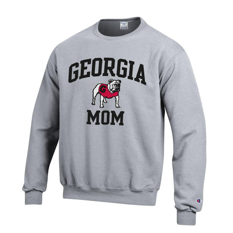 UGA Champion GEORGIA MOM Crew Sweatshirt - Gray