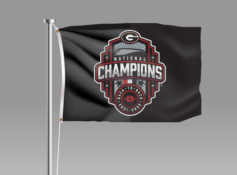 UGA 2022 National Champions Logo 28 x 40 Flag - Black