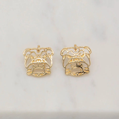 Bulldog Gold Earrings - 1 inch