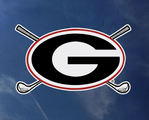 UGA Georgia Bulldogs Crossed Golf Clubs with Black G Decal