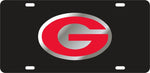 UGA Georgia Red Oval G Car Tag - Black