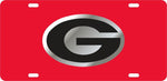 UGA Georgia Black Oval G Car Tag - Red