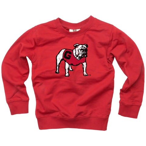 YOUTH UGA Georgia Bulldogs Standing Bulldog Crew Sweatshirt - Red - L/XL ONLY FINAL SALE