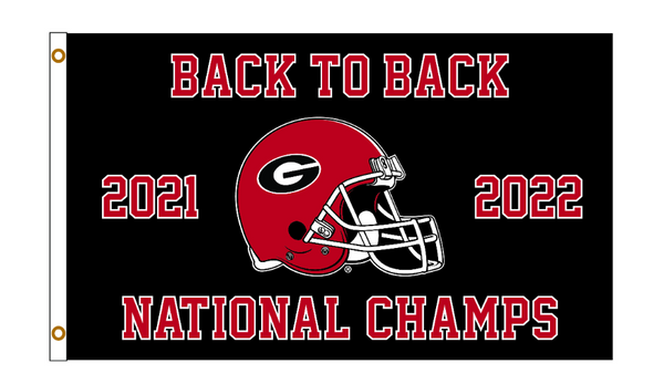 UGA Back To Back National Champions 3x5 Flag – The Red Zone- Athens, GA