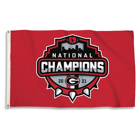 UGA 2021 National Champions 3x5 Flag - Red